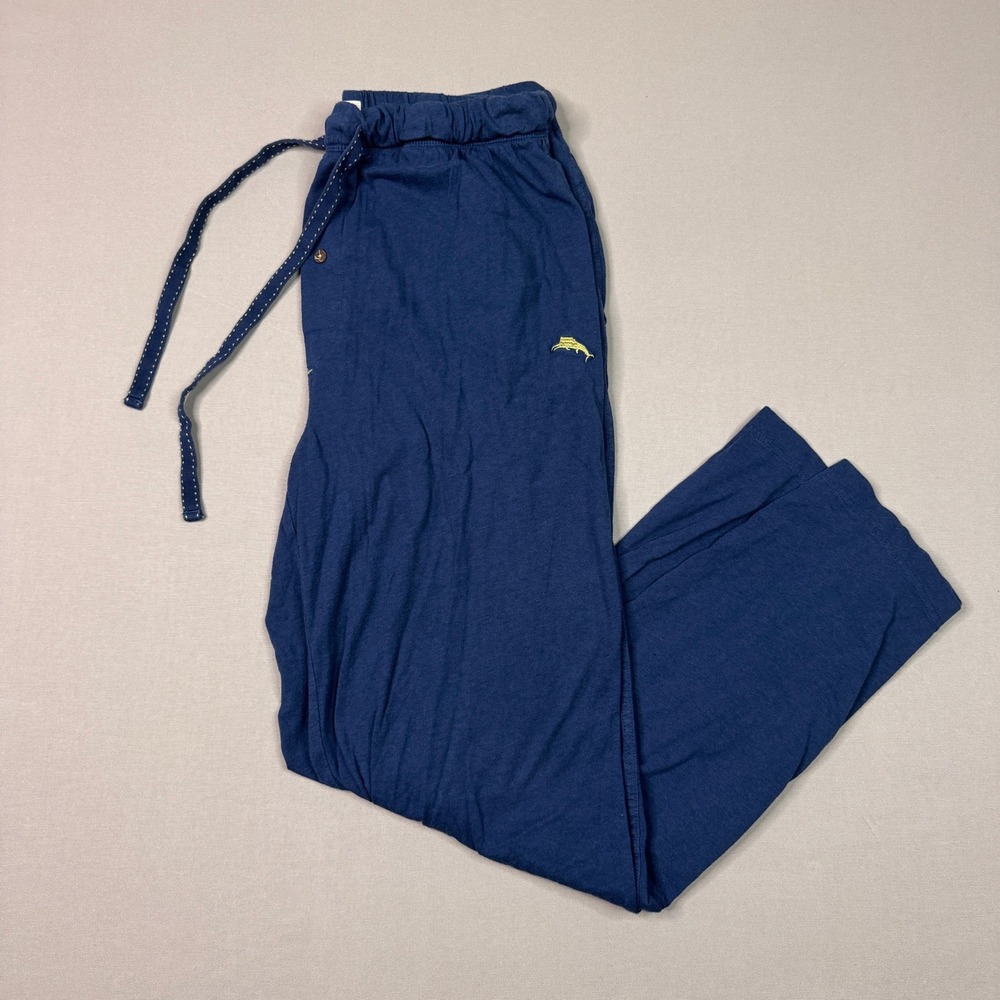 Tommy Bahama Mens Navy Blue Knit Lounge Pajama Pants Marlin Logo Large